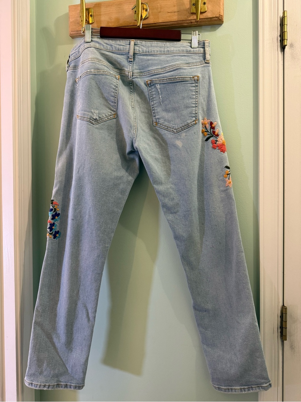 Pilcro and the Letterpress Light Blue Straight Leg Jeans with Floral Embroidery - Picture 5 of 6
